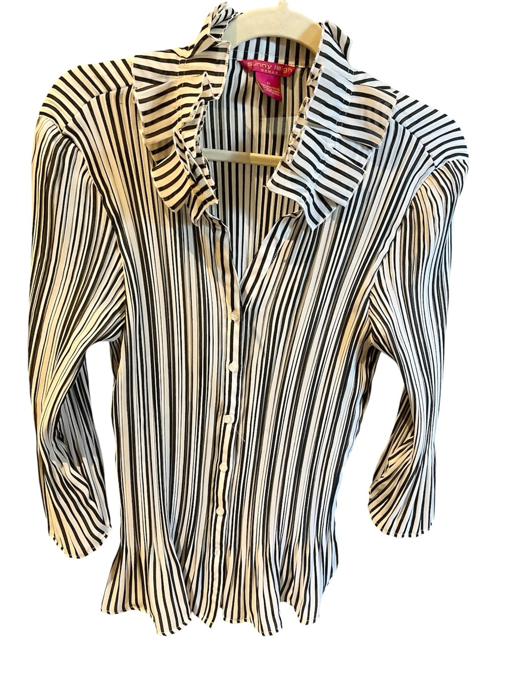 Sunny Leigh Black & White Vertical Stripe Button-Down Shirt